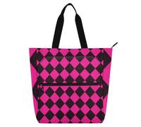 sanluoli Buffalo Plaid Peach Black Kids Book Tote for Boys Girls Women, Gothic Waterproof Reusable Grocery Beach Bag with Zipper for School and Playtime Rainbow school supplies