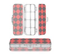 sanluoli Buffalo Plaid Red Black Plastic Pencil Box Double Deck Transparent Pens Cases For Craft Art With Snap-Tight Lid