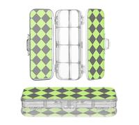 sanluoli Buffalo Plaid Yellow Green Black Clear Plastic Pencil Box Double Layer Pens Case Hard For Craft Art With Snap Lid