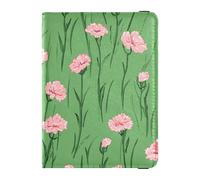sanluoli Carnation Lace Grass Green Leather Passport Card Holder Cover Combo Passport Case Badge ID Vaccine Card Holder Wallet Lightweight
