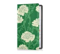 sanluoli Carnation Lace Grass Green Premium Leather Car Registration and Insurance Card Holder Document Wallet for Driver License, Cards & Essential Documents