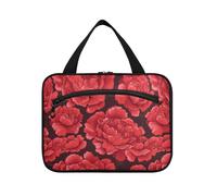 sanluoli Carnationace Scarlet hanging toiletry bag men with hook, designer washable make up bags for women traveling cruises envase para perfume de, Carnation Lace Scarlet