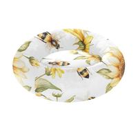 sanluoli Cartoon Cute Bees Sunflowers White Pet Cat Bed Warm & Cozy Calming Bed for Medium Size Pets Supplies S