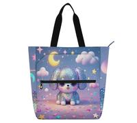 sanluoli Cartoon Cute Fake Sequin Dog Books Totes Book Bag for Boys Girls Women, Gothic Lightweight Child Book Tote Resuable Grocery Bag Handbag for School Shopping Beach Rainbow school supplies
