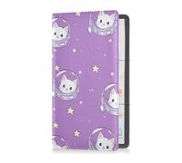 sanluoli Cartoon Cute White Cat Astronaut Leather Auto Registration Insurance & ID Card Holder Essential Wallet Case for Driver License, Cards & Essential Documents