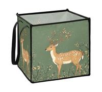 sanluoli Cartoon Deer Green storage box for towel folding art storage bin 13x13x13 In