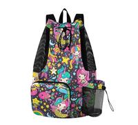 sanluoli Cartoon Mermaids Unicorns Rainbows Drawstring Bags Cinch Sacks With Pockets Waterproof