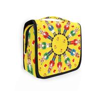 sanluoli Cartoon Nutcracker Soldiers Yellow hanging shaving kit travel bag with hook, designer compact cosmetic bags for women must backpacking