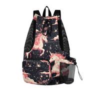 sanluoli Cartoon Peach Sacred unicorns Clouds Drawstring Gym Bags Climbing Gym Bag With Inside Pockets Dry Wet Separation