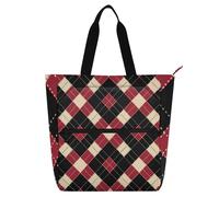 sanluoli Checkered Pattern Red Black Books Tote Bags for Boys Girls Adults, Gothic Large Child Book Tote Resuable Grocery Bag Handbag for School and Playtime Rainbow school supplies