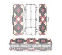 sanluoli Checkered Pattern Red Black Clear Pencils Box Double Layer Pens Cases For Stationery Supplies With Snap Lid