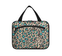 sanluoli Cheetah Skin Print Teal hanging toiletry kit for men with hook, designer washable case for toiletries for travel essentials camping bolso de mano para hombre, cheetah skin print teal
