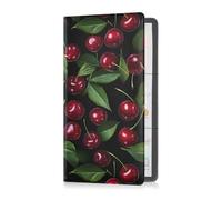 sanluoli Cherries Black Tasty Premium Leather Registration and Insurance Card Holder Wallet Accessories Case for Cards, Essential Document Driver License