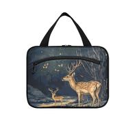 sanluoli Chic Sika Deer A River hanging travel toiletry bag for men with hook, designer foldable makeup bags for women travel gym kit de para mujer, chic Sika deer a river