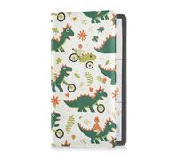 sanluoli Childish Doodle Green Dino Pu Leather Car Registration & Insurance Card Holder Vehicle Glove Box for Cards, Essential Document, Driver License Vehicle Paperwork