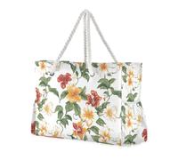 sanluoli Chinese Style Floral Large Capacity Large Beach Tote with side pocketes Bag Portable Travel for Pool Gym Grocery Travel