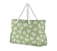 sanluoli Cilantro Simple Line Art Valentine's Day Sturdy Tote Bags With Zipper with side pocketes Travel Bag Beach for Travel Gym Vacation