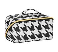 sanluoli Classical Black White Houndstooth Travel Bag with dividers Zipper Large Capacity Travel Cosmetic Bag Travel-Size Accessories