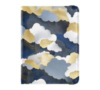 sanluoli Cloud Blue Gold Decor Leather Passport Holder Covers Case Card Holder Passport Case Passport Cover Holder Wallet Case Waterproof