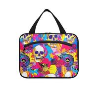 sanluoli Color Record Rock Skull hanging travel toiletry bag men with hook, designer expandable toiletry organizer for mom toilet bolsos para hombre, Color record Rock Skull