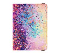 sanluoli Colorful Mystery Rainbow Starry Leather Passport Holder Covers Case Passport Case Badge ID Vaccine Card Holder Wallet Ultra Slim