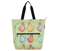 sanluoli Cute Cartoon Chickens Kids Cute Tote Bags for Boys Girls Adults, Gothic Water-resistant Child Book Tote Resuable Grocery Bag Handbag for College Shopping Beach Rainbow school supplies