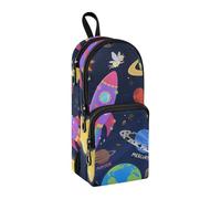 sanluoli Cute Cartoon Space Planets Nylon 3 Compartments Pencil Bags With Zipper study&multifunctional Big Pencil Case With Zipper School Stationery for Student Elementary 1600ml