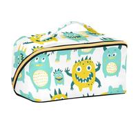 sanluoli Cute Little Monsters Green Yellow Cosmetic Bag with dividers Lightweight Capacity Travel Cosmetic Bag Travel-Size Accessories