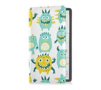 sanluoli Cute Little Monsters Green Yellow Leather Car Registration & Insurance Card Holder Essential Car Wallet Case for Essential Document, Driver License, Cards