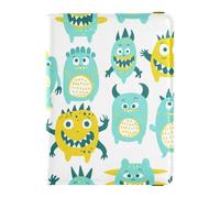 sanluoli Cute Little Monsters Green Yellow Leather Passport Holder Cover Passport Wallet Passport Cover Holder Wallet Case Waterproof
