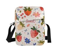 sanluoli cute messenger bag over the shoulder bags for men women's crossbody handbags Adjustable Strap for Travel Travel-Cartoon Red Strawberry Flowers