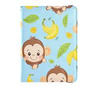sanluoli Cute Monkey and Bananas Glory Blue Leather Passport Holders Vaccine Card Holder Cover Combo Passport Holder Case Lightweight