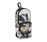 sanluoli Cute Shrunk Play Music Notes Nylon 3 Compartments Pencil Bags For Kids study&multifunctional Pencil Case For College Stationery for Kids Middle School 1600ml