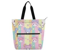 sanluoli Dolls Cartoon Books Tote Bags for Kids Adults, Gothic Water-resistant Child Book Tote Resuable Grocery Bag Handbag for College Shopping Beach Rainbow school supplies