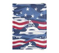 sanluoli Flag Yacht2 4th of July Independence Day Leather Passport Holders Vaccine Case Protector Cover Passport Cover Holder Wallet Case Ultra Slim