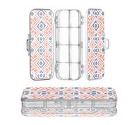 sanluoli Flat Geometric Dice Orange Blue Clear Plastic Pencil Box 2 Layer Pens Case Hard For Stationery Supplies With Snap Lid