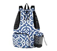 sanluoli Flat Geometric Pattern Liberty Pattern Drawstring Backpack For Swim String Back Bag With Inside Pockets Wet and Dry Separation