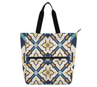 sanluoli Flat Geometric Pattern Maltese Cross Children's Book Tote Bag for Kids Adults, Gothic Sturdy Tote Bag Resuable Grocery Bag with Zipper for School Shopping Beach Rainbow school supplies