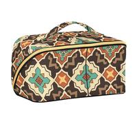sanluoli Flat Geometric Pattern Maltese Cross Travel Bag with dividers Zipper Cosmetic Bags For Women Vertical Free-Standing