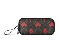 sanluoli Fleur-de-lis Red Black Nylon Pen Storage Bag Big Capacity Mesh Pen Pencil Case School Stationery for Elementary Women