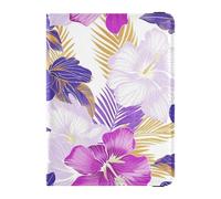 sanluoli Floral Purple Leather Passport Holder Covers Case Passport Wallet Passport Holder Combo with Vaccine Card Slot Waterproof