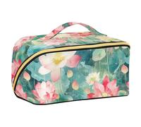 sanluoli flower Flowers Peach River Dreamy Cosmetic Bags with dividers Waterproof Make Up Bags For Women Vertical Free-Standing
