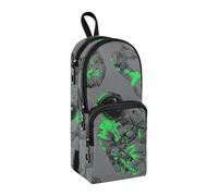 sanluoli Fluorescent Green Astronaut Nylon 3 Compartments Pencil Bags For School study&multifunctional Zipper Mesh Pencil Case Stationery Bag for Teen Boys School supplies 1600ml