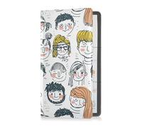 sanluoli Funny Hand Drawn Faces of Young People Pu Leather Car Registration & Insurance Card Holder Automobile Wallet Case Organizer for Documents, Cards, License
