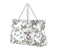 sanluoli Funny Koala White Sturdy Big Tote Bag with side pocketes Travel Bag with cup holders on the side