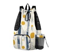 sanluoli Geometric Dots Lines Mustard Yellow and Denim Blue Drawstring Bags For Men Women Pull String Back Pack With Inside Pockets Wet and Dry Separation