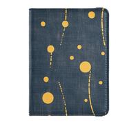 sanluoli Geometric Dots Lines Mustard Yellow and Denim Blue Seamless Picture Seamless Pattern Leather Passport Holder Cover Travel Documents Organizer Protector Passport Holder Ultra Slim