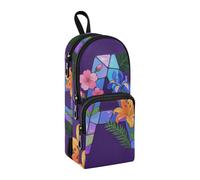sanluoli Glass Flower Letter A Nylon 3 Compartments School Pencil Bags study&multifunctional Mesh Pen Pencil Case Stationery Bag for Student Elementary 1600ml