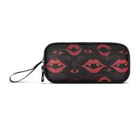 sanluoli Gothic Darkness Evil Lips Eyes Red Nylon Pencil Bag Pen Case High Capacity Pencil Case With Zipper Stationery Organizer for School Teen Girls
