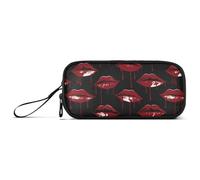 sanluoli Gothic Style Darkness Bleed Lips Red Nylon Pen Case Pencil Bag Big Capacity Pen Pencil Case Stationery Bag for School Men